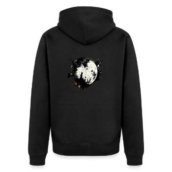 Moon graffiti black and white - Unisex Premium Organic Zip Hoodie - black - Back - Nico (187cm)