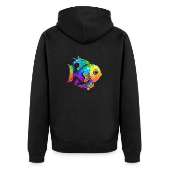 Fish Rainbow Drawing - Unisex Premium Organic Zip Hoodie - black - Back - Nico (187cm)