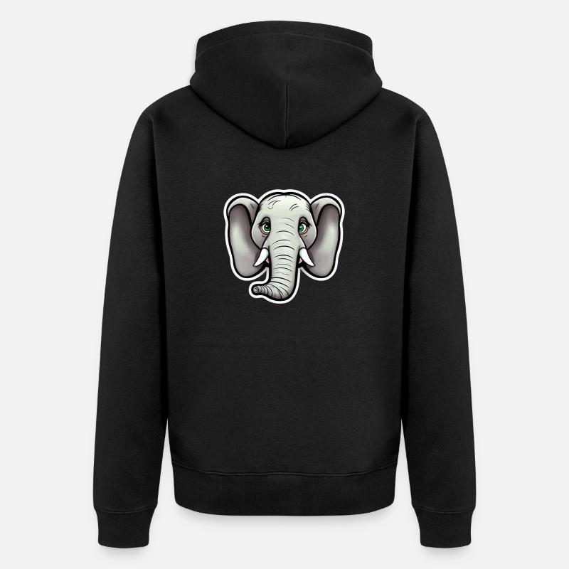Gentil géant : éléphant majestueux - Veste à capuche bio Premium Unisexe - noir