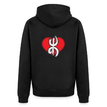 Z Imazighen (in Amulet) - Unisex Premium Organic Zip Hoodie - black - Back - Nico (187cm)