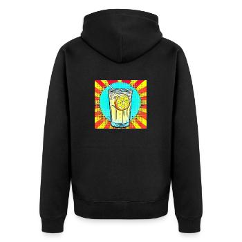 Limonade Pop Art : un verre rafraîchissant de limonade vibrante - Veste à capuche bio Premium Unisexe - noir - Dos - Nico (187cm)