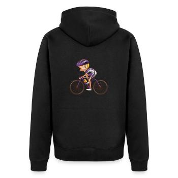 Fahrrad - Unisex Premium Bio Zip Hoodie - Schwarz - Hinten - Nico (187cm)