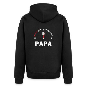 Mama Papa Baby sortiert - Unisex Premium Bio Zip Hoodie - Schwarz - Hinten - Nico (187cm)