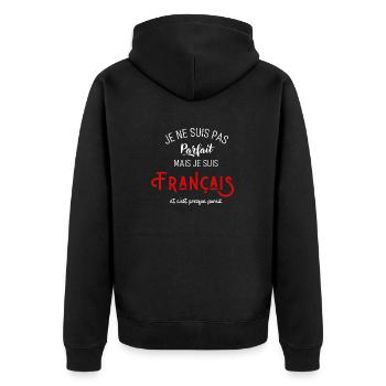 Pas parfait mais français - Veste à capuche bio Premium Unisexe - noir - Dos - Nico (187cm)