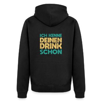 Ich Kenne Deinen Drink Schon - Unisex Premium Bio Zip Hoodie - Schwarz - Hinten - Nico (187cm)