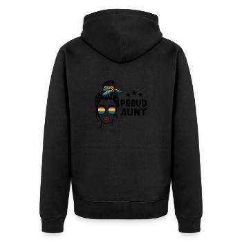 LGBT Stolze Tante - Unisex Premium Bio Zip Hoodie - Schwarz - Hinten - Nico (187cm)