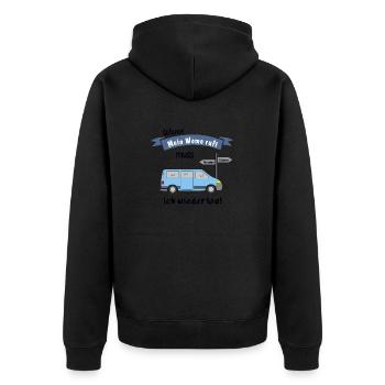 womo ruft campingbus - Unisex Premium Bio Zip Hoodie - Schwarz - Hinten - Nico (187cm)