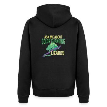 Caméléon, Lézard, Reptile, Herpétologiste - Veste à capuche bio Premium Unisexe - noir - Dos - Nico (187cm)