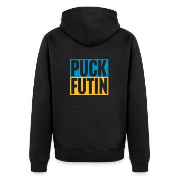 Conception du logo Puck Futin - Veste à capuche bio Premium Unisexe - noir - Dos - Nico (187cm)