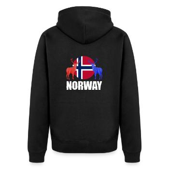 Norway Norwegian Norway Flag Stags Silhouettes - Unisex Premium Organic Zip Hoodie - black - Back - Nico (187cm)