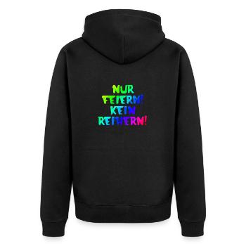 Nur Feiern kein Reihern | Spruch | Party | Feiern - Unisex Premium Bio Zip Hoodie - Schwarz - Hinten - Nico (187cm)