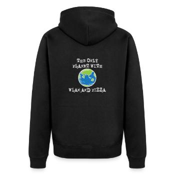 The only planet with Wi-Fi and pizza - Unisex Premium Organic Zip Hoodie - black - Back - Nico (187cm)
