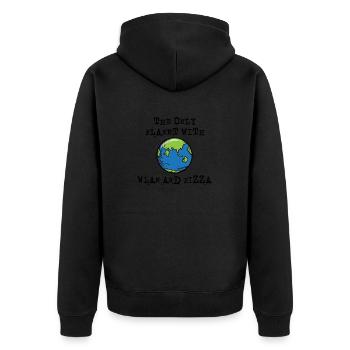 The only planet with Wi-Fi and pizza - Unisex Premium Organic Zip Hoodie - black - Back - Nico (187cm)