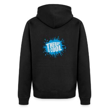 therapy is cool Quote - Unisex Premium Organic Zip Hoodie - black - Back - Nico (187cm)