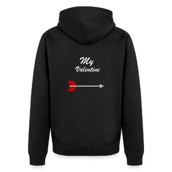 My Valentine Design - Unisex Premium Organic Zip Hoodie - black - Back - Nico (187cm)