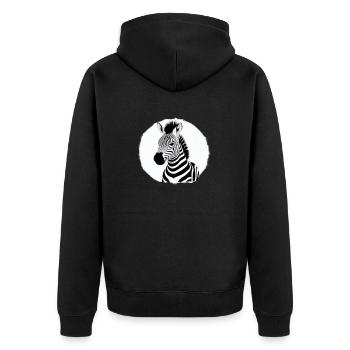 Fun Zebra Cartoon Funny Nature Animal Safari 7 - Unisex Premium Organic Zip Hoodie - black - Back - Nico (187cm)