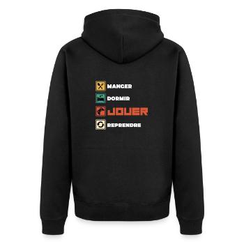 Manger dormir jouer reprendre - Veste à capuche bio Premium Unisexe - noir - Dos - Nico (187cm)