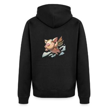 Noka le cochon volant - Veste à capuche bio Premium Unisexe - noir - Dos - Nico (187cm)