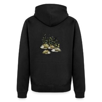 Igel - Unisex Premium Bio Zip Hoodie - Schwarz - Hinten - Nico (187cm)