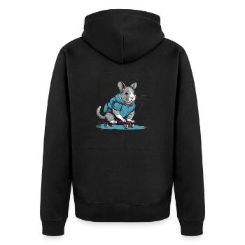 The chinchilla as a professional skateboarder - Unisex Premium Organic Zip Hoodie - black - Back - Nico (187cm)