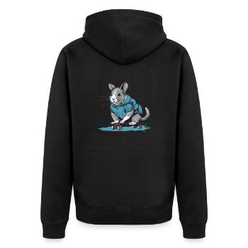 Thechinchilla on a skateboard with a hoodie - Unisex Premium Organic Zip Hoodie - black - Back - Nico (187cm)
