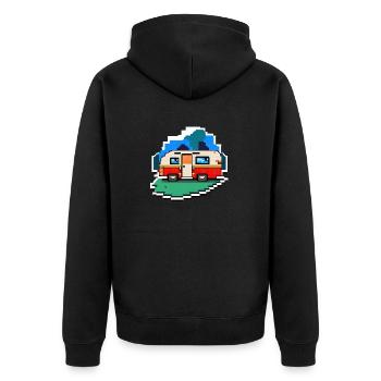 pixel vintage camper - Unisex Premium Bio Zip Hoodie - Schwarz - Hinten - Nico (187cm)
