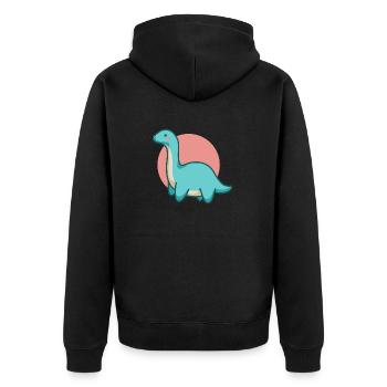 Süßer Dinosaurus mit langem Hals, Brontosaurus - Unisex Premium Bio Zip Hoodie - Schwarz - Hinten - Nico (187cm)
