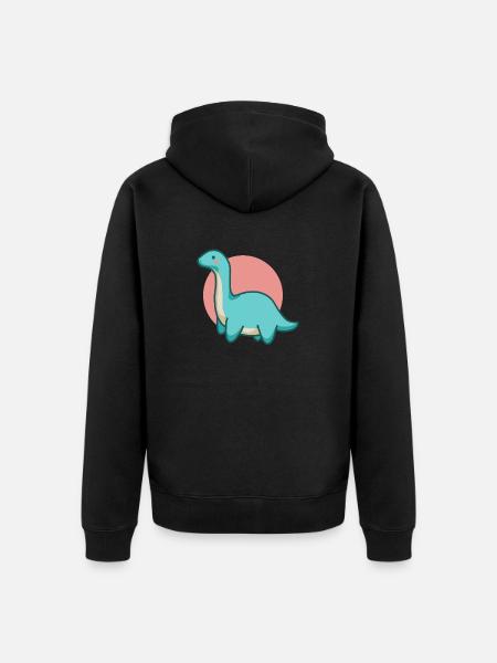 Cute dinosaur with a long neck, Brontosaurus - Unisex Premium Organic Zip Hoodie - black