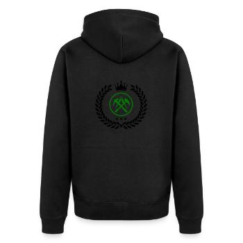 wappen dachdecker - Unisex Premium Bio Zip Hoodie - Schwarz - Hinten - Nico (187cm)