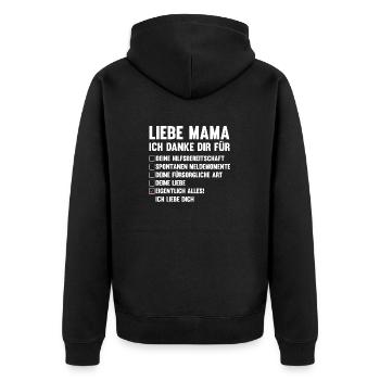 Mutter Muttertag Mama - Unisex Premium Bio Zip Hoodie - Schwarz - Hinten - Nico (187cm)