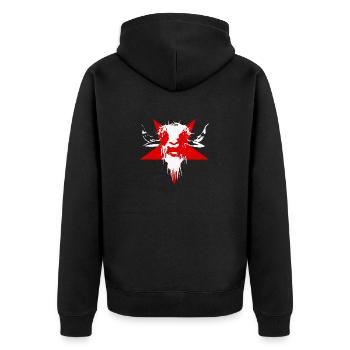 Die heilige Ziege - Unisex Premium Bio Zip Hoodie - Schwarz - Hinten - Nico (187cm)
