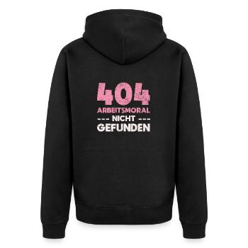 404: Arbeitsmoral Nicht Gefunden - Unisex Premium Bio Zip Hoodie - Schwarz - Hinten - Nico (187cm)