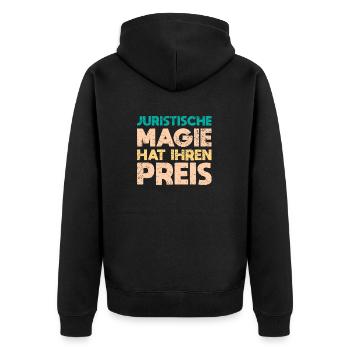 Juristische Magie Hat Ihren Preis - Unisex Premium Bio Zip Hoodie - Schwarz - Hinten - Nico (187cm)