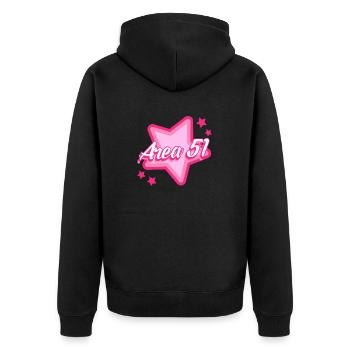 Area 51 Pink Star Mädchen - Unisex Premium Bio Zip Hoodie - Schwarz - Hinten - Nico (187cm)