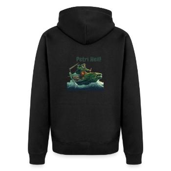 Petry Heil! - Unisex Premium Bio Zip Hoodie - Schwarz - Hinten - Nico (187cm)
