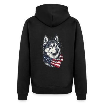 Alaskan Malamute - Unisex Premium Bio Zip Hoodie - Schwarz - Hinten - Nico (187cm)