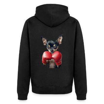 Chihuahua - Unisex Premium Bio Zip Hoodie - Schwarz - Hinten - Nico (187cm)