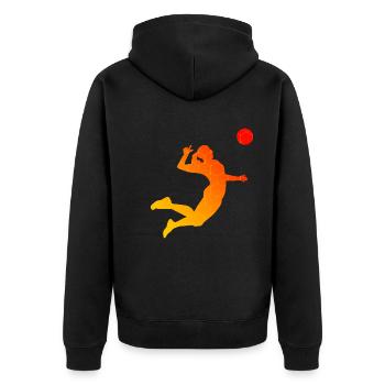 Volleyball Volleyballer Volleyballspieler - Unisex Premium Bio Zip Hoodie - Schwarz - Hinten - Nico (187cm)