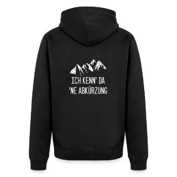 Ich kenn' da 'ne Abkürzung - Unisex Premium Bio Zip Hoodie - Schwarz - Hinten - Nico (187cm)
