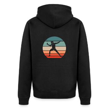 Fencing épée fencing retro sunset fencer - Unisex Premium Organic Zip Hoodie - black - Back - Nico (187cm)