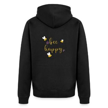 bee happy - Unisex Premium Bio Zip Hoodie - Schwarz - Hinten - Nico (187cm)