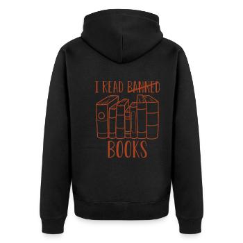 I Read Banned Books 37 - Unisex Premium Organic Zip Hoodie - black - Back - Nico (187cm)