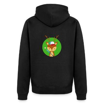 Deer and baseball - Unisex Premium Organic Zip Hoodie - black - Back - Nico (187cm)