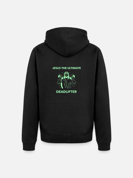 Jesus The Ultimate Deadlifter - Unisex Premium Organic Zip Hoodie - black