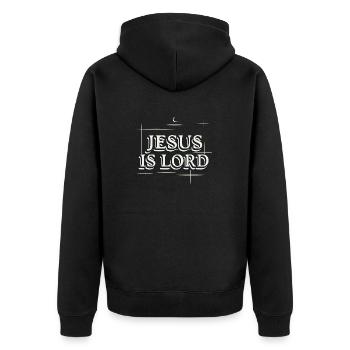 Jesus Is Lord - Unisex Premium Organic Zip Hoodie - black - Back - Nico (187cm)