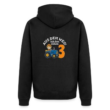 3. Geburtstag Traktor Junge - Unisex Premium Bio Zip Hoodie - Schwarz - Hinten - Nico (187cm)