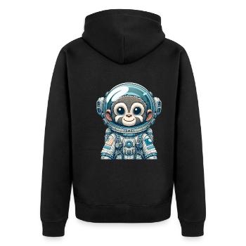 Cute Monkey Astronaut - Unisex Premium Organic Zip Hoodie - black - Back - Nico (187cm)