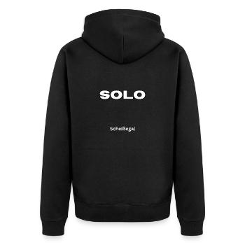 Solo Malle Party - Unisex Premium Bio Zip Hoodie - Schwarz - Hinten - Nico (187cm)