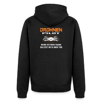 Drohne Drohnen Pilot Quadrocopter Drone Pilot - Unisex Premium Bio Zip Hoodie - Schwarz - Hinten - Nico (187cm)