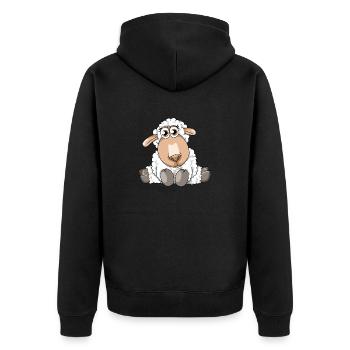 Süßes flauschiges Schaf Illustration Wollschaf - Unisex Premium Bio Zip Hoodie - Schwarz - Hinten - Nico (187cm)